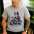 Biker Boston Terrier Dog Riding Motorbike Men's Casual T-Shirt Sport Grey