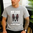 Boston Terrier American Gentleman Dog Lover I'm Well Trained Men's Casual T-Shirt Sport Grey