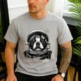 Boston Terrier Astronaut Shirt Spaceman Dog Space Lover Men's Casual T-Shirt Sport Grey