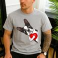 Boston Terrier Bostie Dog Kids Women Girls Men's Casual T-Shirt Sport Grey