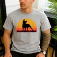 Boston Terrier Bostie Sunset Retro Dog Pet Mom Dad Men's Casual T-Shirt Sport Grey