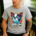 Boston Terrier Bruh Dog Lover Men's Casual T-Shirt Sport Grey
