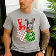 Boston Terrier Christmas Tree Lights Santa Dog Xmas For Men Women Kids Men's Casual T-Shirt Sport Grey