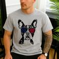 Boston Terrier Dog 4th July America USA Flag Men Women Kids Men's Casual T-Shirt Sport Grey