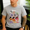 Boston Terrier Dog Christmas Happy Hallothankmas Halloween For Men Women Kids Men's Casual T-Shirt Sport Grey