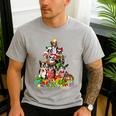 Boston Terrier Dog Christmas Tree Lights Xmas Pajama For Men Women Kids Men's Casual T-Shirt Sport Grey