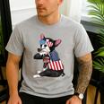 Boston Terrier Dog Merica 4th Of July Usa American Flag Men Men's Casual T-Shirt Sport Grey