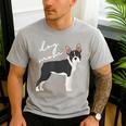 Boston Terrier Dog Mom Woman Women Men's Casual T-Shirt Sport Grey