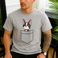 Boston Terrier Dog In The Pocket Boston Terrier For Men Women Girls Kids Men's Casual T-Shirt Sport Grey