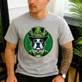 Boston Terrier Dog St Patricks Day Irish Pet Lover Men Women Kids Men's Casual T-Shirt Sport Grey