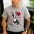 Boston Terrier Dog Valentine's Day Dog Owner Men's Casual T-Shirt Sport Grey