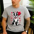 Boston Terrier Dog Valentine's Day Dog Owner Valentine Men's Casual T-Shirt Sport Grey