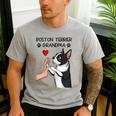 Boston Terrier Grandma Mother's Day Dog Mom Men's Casual T-Shirt Sport Grey