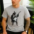 Boston Terrier Guitar Men's Casual T-Shirt Sport Grey
