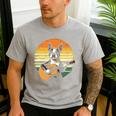 Boston Terrier Guitar Retro Men's Casual T-Shirt Sport Grey