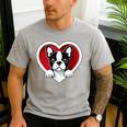 Boston Terrier Heart Cute Puppy Lover Or Dog Owner Men's Casual T-Shirt Sport Grey