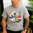 Boston Terrier Japanese Kanagawa Wave Surf Loyal Dog Men Women Kids Men's Casual T-Shirt Sport Grey