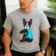 Boston Terrier I Love Mom Apparel Men's Casual T-Shirt Sport Grey