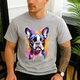 Boston Terrier Lover Pop Art Color Boston Terrier Dog For Men Women Girls Kids Men's Casual T-Shirt Sport Grey