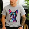 Boston Terrier Lovers Pop Art Boston Terrier Men's Casual T-Shirt Sport Grey