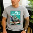 Boston Terrier Merry Christmas Tree Truck Dog X-Mas Men's Casual T-Shirt Sport Grey