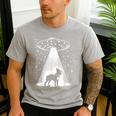 Boston Terrier Mom Dad Dog Alien UFO For Men Women Men's Casual T-Shirt Sport Grey