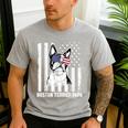 Boston Terrier Papa Cool Dog Lover USA American Flag Men Women Men's Casual T-Shirt Sport Grey