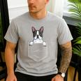 Boston Terrier In The Pocket Cute Boston Terrier Dog Lovers For Men Women Girls Kids Men's Casual T-Shirt Sport Grey