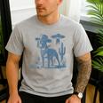 Boston Terrier UFO Cowboy Dog Dog Mom Dog Dad Alien Dog Men's Casual T-Shirt Sport Grey