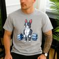 Boston Terrier Weightlifting Deadlift Men Fitness Gym Men's Casual T-Shirt Sport Grey