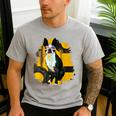 Boston Terrier s Mid-Century Modern Art s Street Grunge Men's Casual T-Shirt Sport Grey