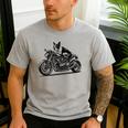 Cool Boston Terrier Riding a Motorcycle Biker Dog Lover For Men Women Kids Men's Casual T-Shirt Sport Grey