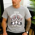 Cute Cartoon For Dog Owners Pet Team Boston Terrier Men's Casual T-Shirt Sport Grey