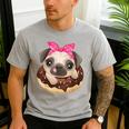 Cute Pug Shirt Donut Girls Dog Men's Casual T-Shirt Sport Grey