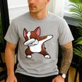Dabbing Red Boston Terrier Dab Dance Dog Men Women Kids Men's Casual T-Shirt Sport Grey