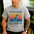 Dog Boston Terrier Mom Vintage Boston Terrier Mom Men's Casual T-Shirt Sport Grey