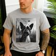 Dog Mom Dad Alien Selfie Boston Terrier UFO For Men Women Men's Casual T-Shirt Sport Grey