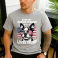 Even My Boston Terrier Loves Trump Trump Supporter Dog Lover Men's Casual T-Shirt Sport Grey