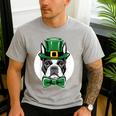 Green Boston Terrier Shamrock St Patricks Day Boston Terrier Men's Casual T-Shirt Sport Grey