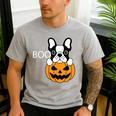 The Halloween Boston Terrier Men's Casual T-Shirt Sport Grey