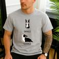 Inhale Exhale Yoga Boston Terrier Tshirt Men's Casual T-Shirt Sport Grey