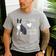 Just A Girl Who Loves Her Boston Terrier Puppy Love Men's Casual T-Shirt Sport Grey