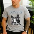 Love Is Boston Terrier Bostie Men's Casual T-Shirt Sport Grey