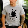 I Love My Boston Terrier Dog With Heart Men's Casual T-Shirt Sport Grey