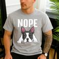 Nope Boston Terrier Puppy Dog Bostie Lover Men Women Girls Kids Men's Casual T-Shirt Sport Grey