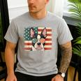Patriotic Boston Terrier Dog Lover USA Flag 4th Of July For Men Women Kids Men's Casual T-Shirt Sport Grey