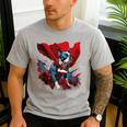 Super Power Superhero Boston Terrier Dog For Men Women Kids Men's Casual T-Shirt Sport Grey