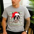 Ugly Xmas Sweater Santa Boston Terrier Dog Christmas For Men Women Kids Men's Casual T-Shirt Sport Grey