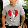 Valentine's Day Boston Terrier Lover Men's Casual T-Shirt Sport Grey