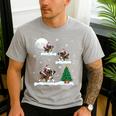Xmas Lighting Tree Santa Riding Boston Terrier Christmas Men's Casual T-Shirt Sport Grey